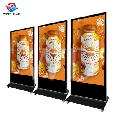 75 экран LG 4K дисплея LCD дюйма стоящий рекламируя с передвижными колесами